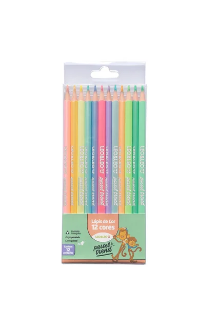 LAPIS DE COR TONS PASTEL 12 CORES LEO E LEO