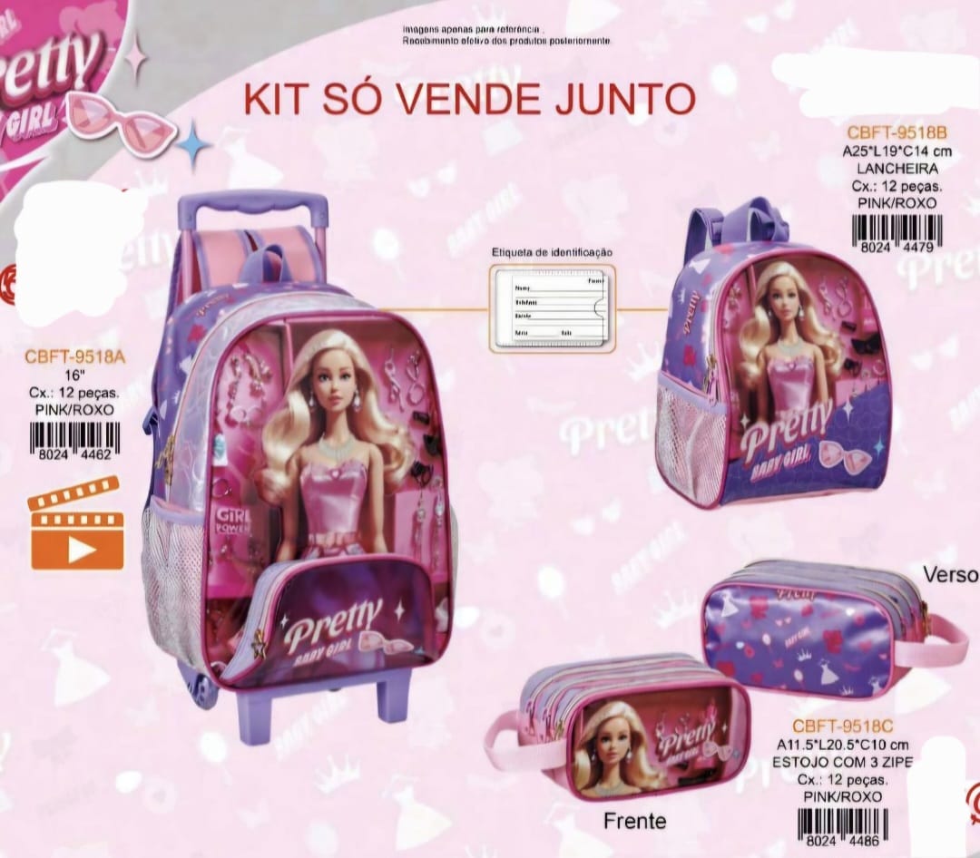 MOCHILA RODINHA KIT BARBIE