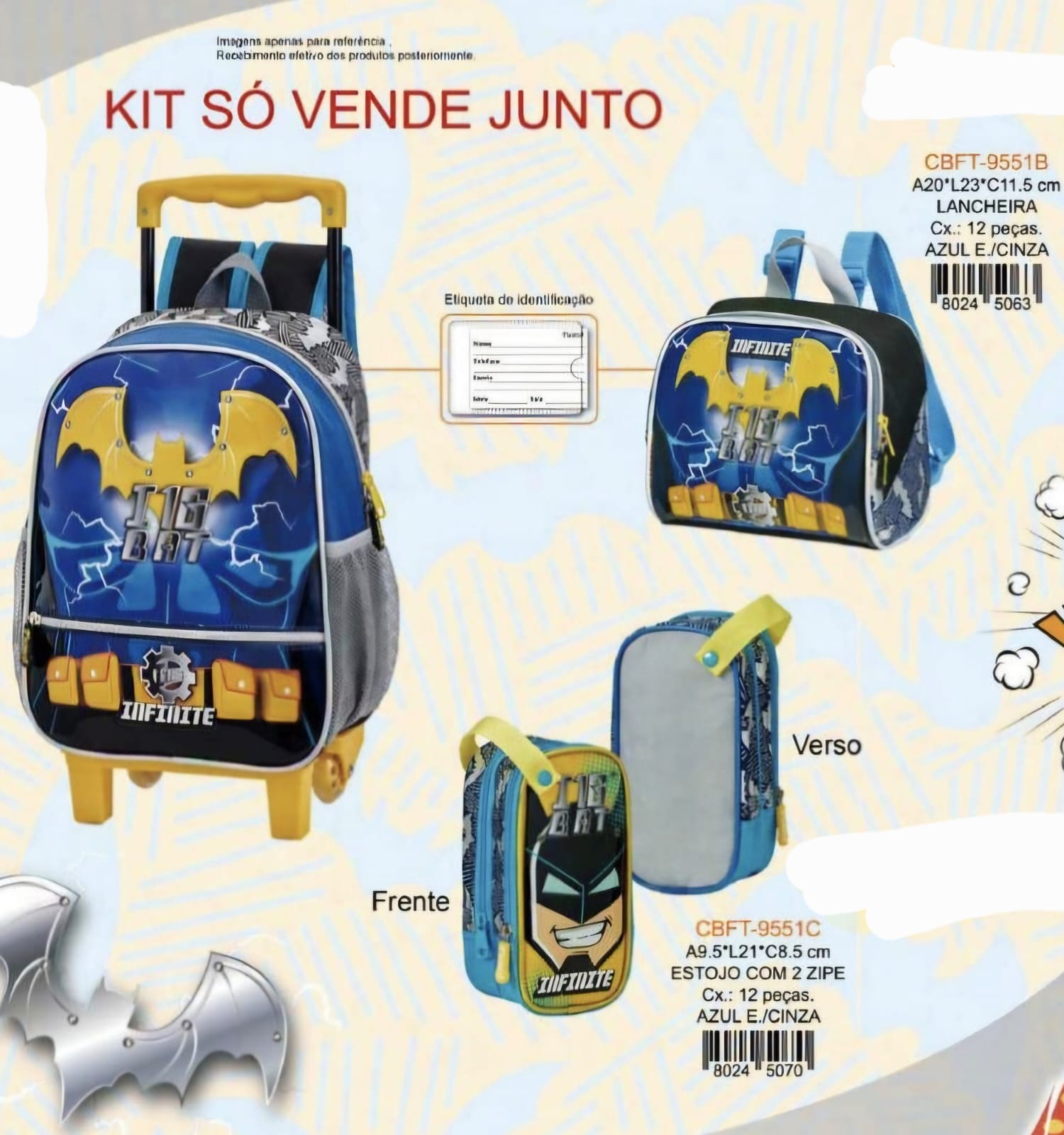 KIT MOCHILA RODINHA BATMAN